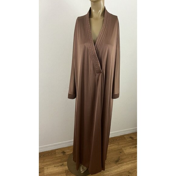 Vintage Vanity Fair Women's 36 M Peignoir Robe & Nightgown Set Brown Nylon